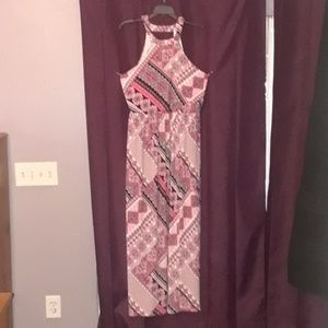 NWOT PINK MULTI COLORED STRAPLESS MAXI DRESS